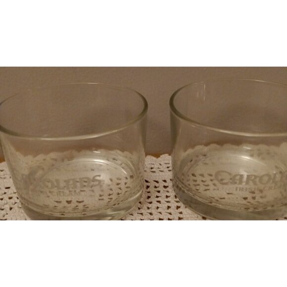 Carolans Irish Cream Short Lowball Glasses 7 oz Clear Glass Barware Set Of 2 - Picture 1 of 5